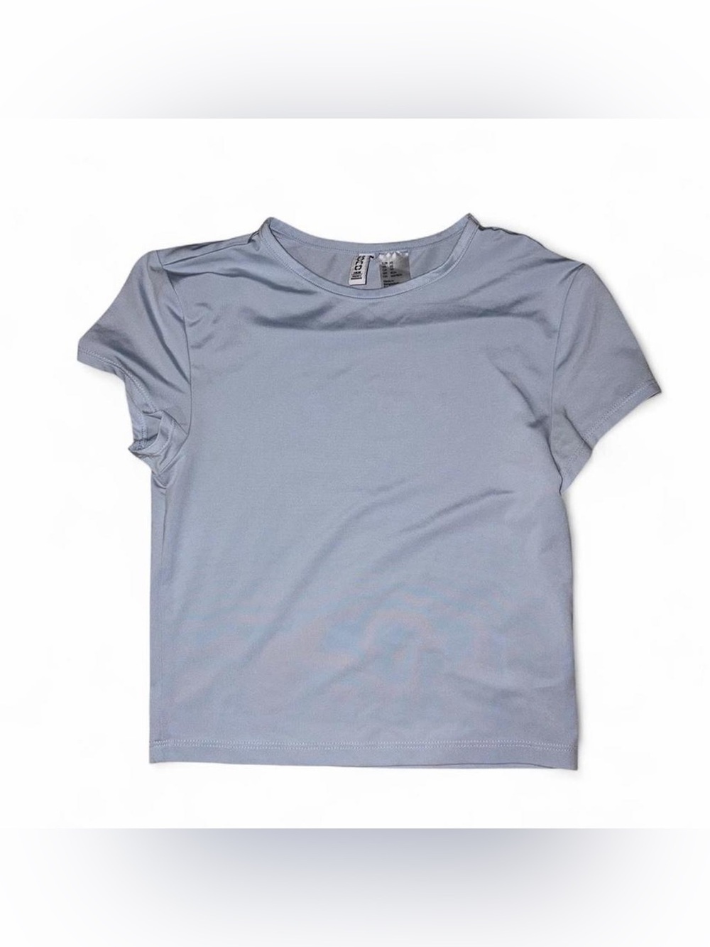 Women’s Light Blue Crewneck Short Sleeve Crop-top